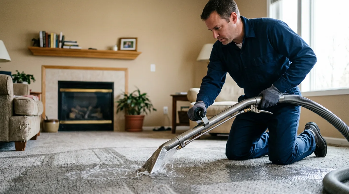 Water damage restoration technician working near Rogers, OH